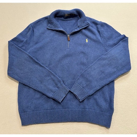 Polo Ralph Lauren Other - Polo Ralph Lauren Mens XXL Blue 1/4 Zip Sweater Cotton Pony Logo Pullover